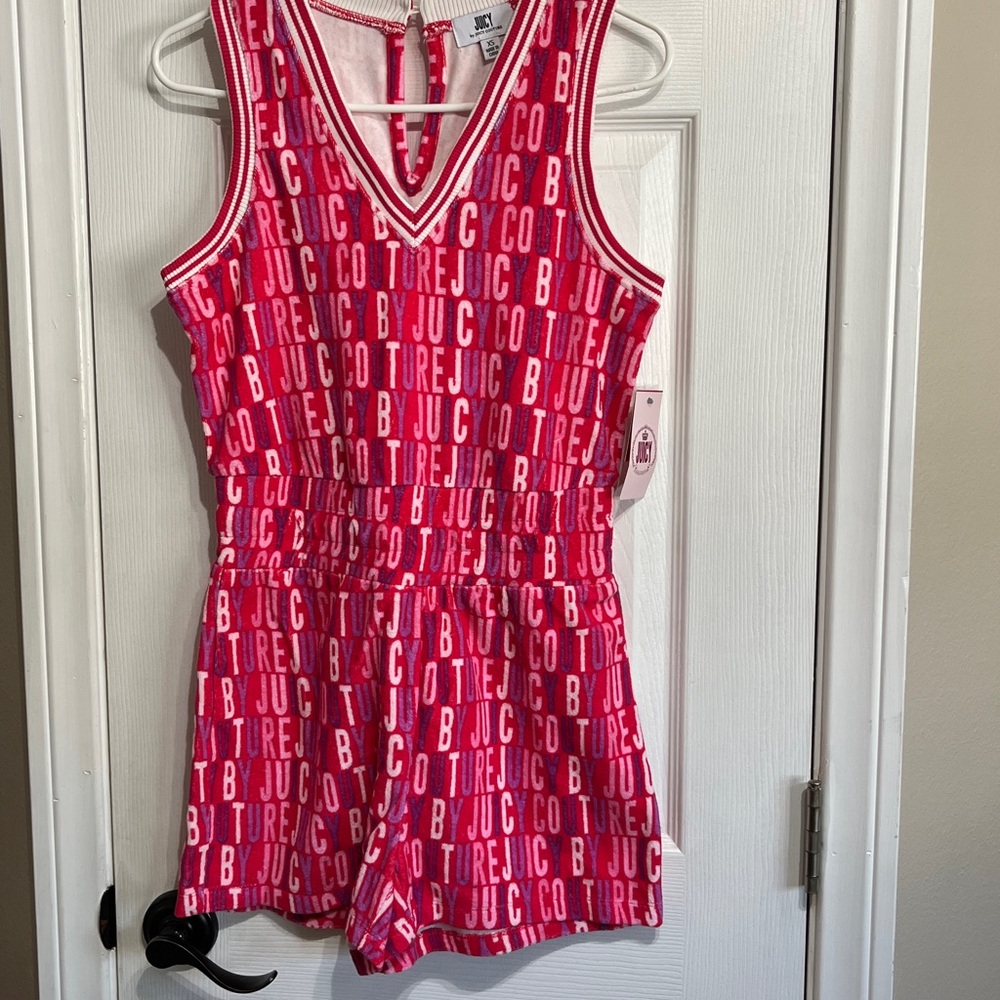 Juicy Couture Fuchsia and White Patterned Romper Size XS NEW